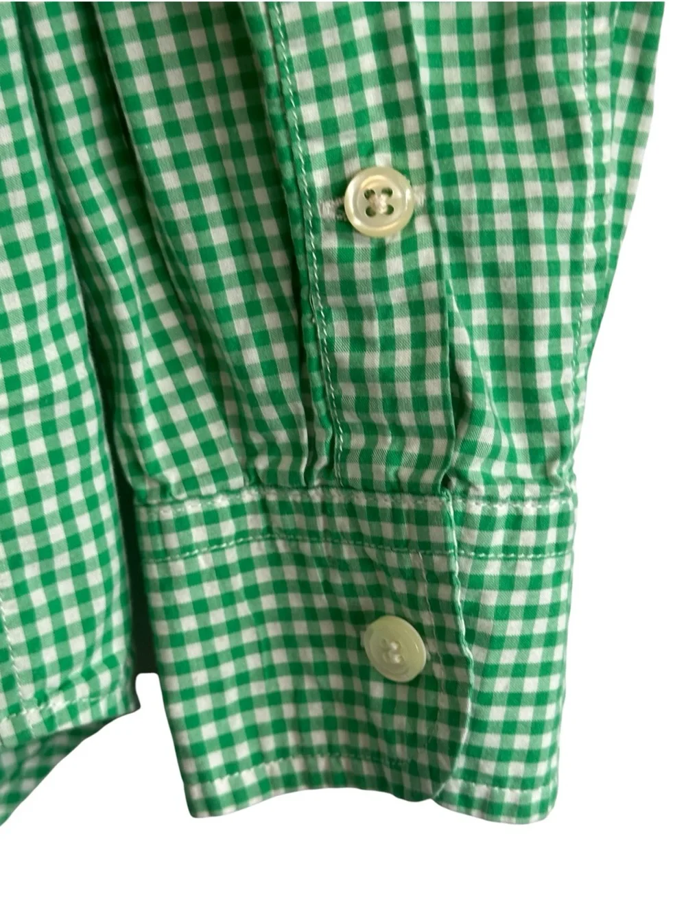 Ralph Lauren Boys Shirt Green White Gingham Button Down Preppy Classic Logo